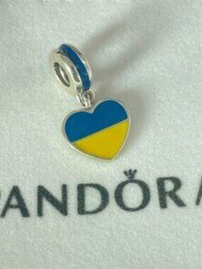 Pandora Ukrainian Flag Pendant Dangle Bead Charms S925 Sterling Silver Jewelry